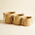 The Weave set of three seagrass storage baskets with rope handles