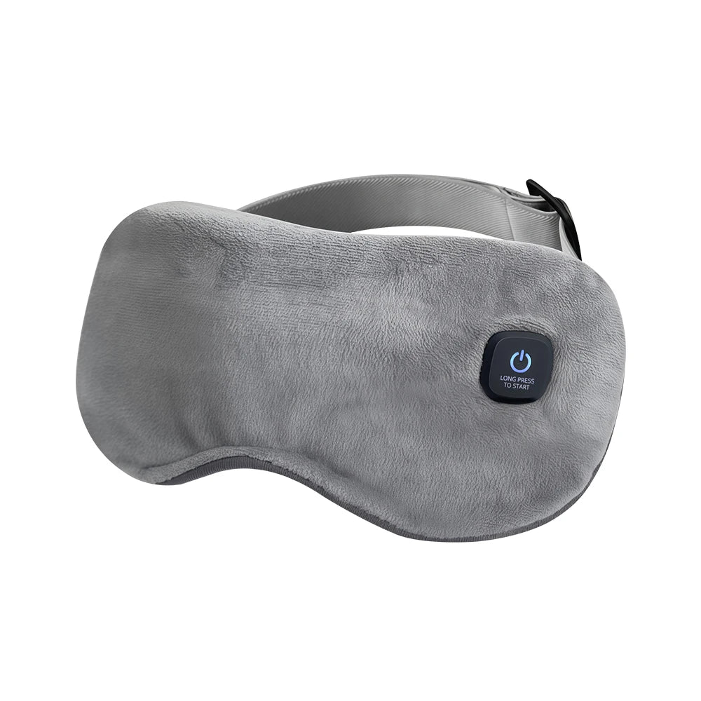 DreamWarm heated eye mask in soft grey velvet with touch button