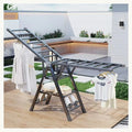 DryEase silver winged heated clothes airer on a patio