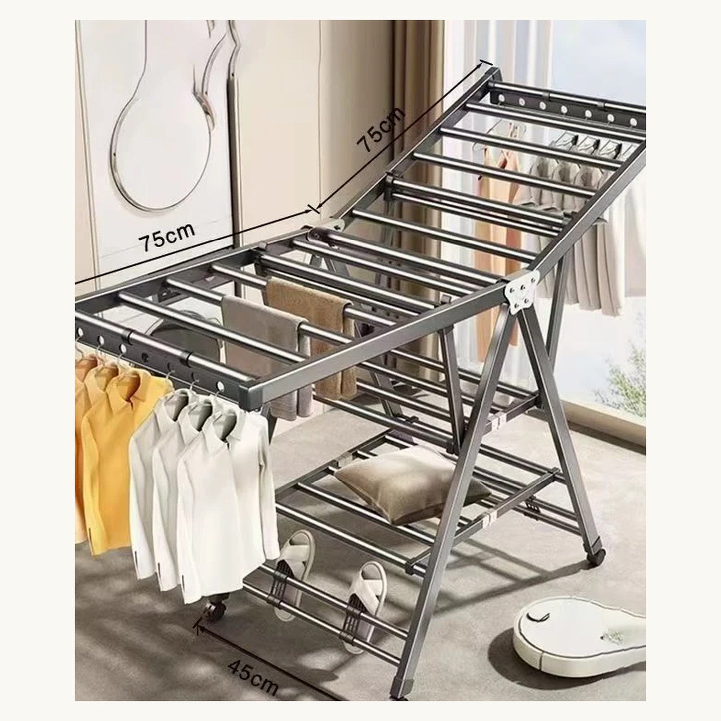 DryEase heated airer drying clothes indoors
