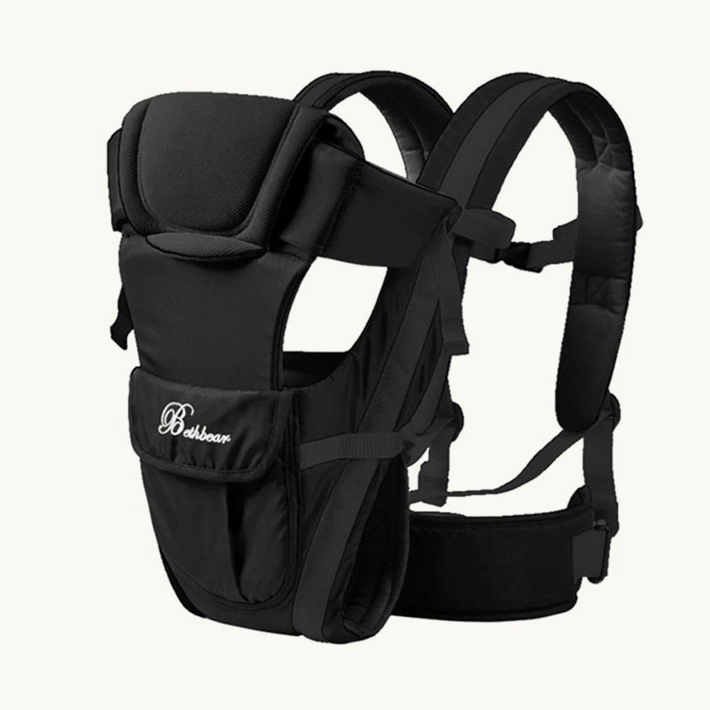 CarryCloud 4-in-1 baby carrier in black, front view
