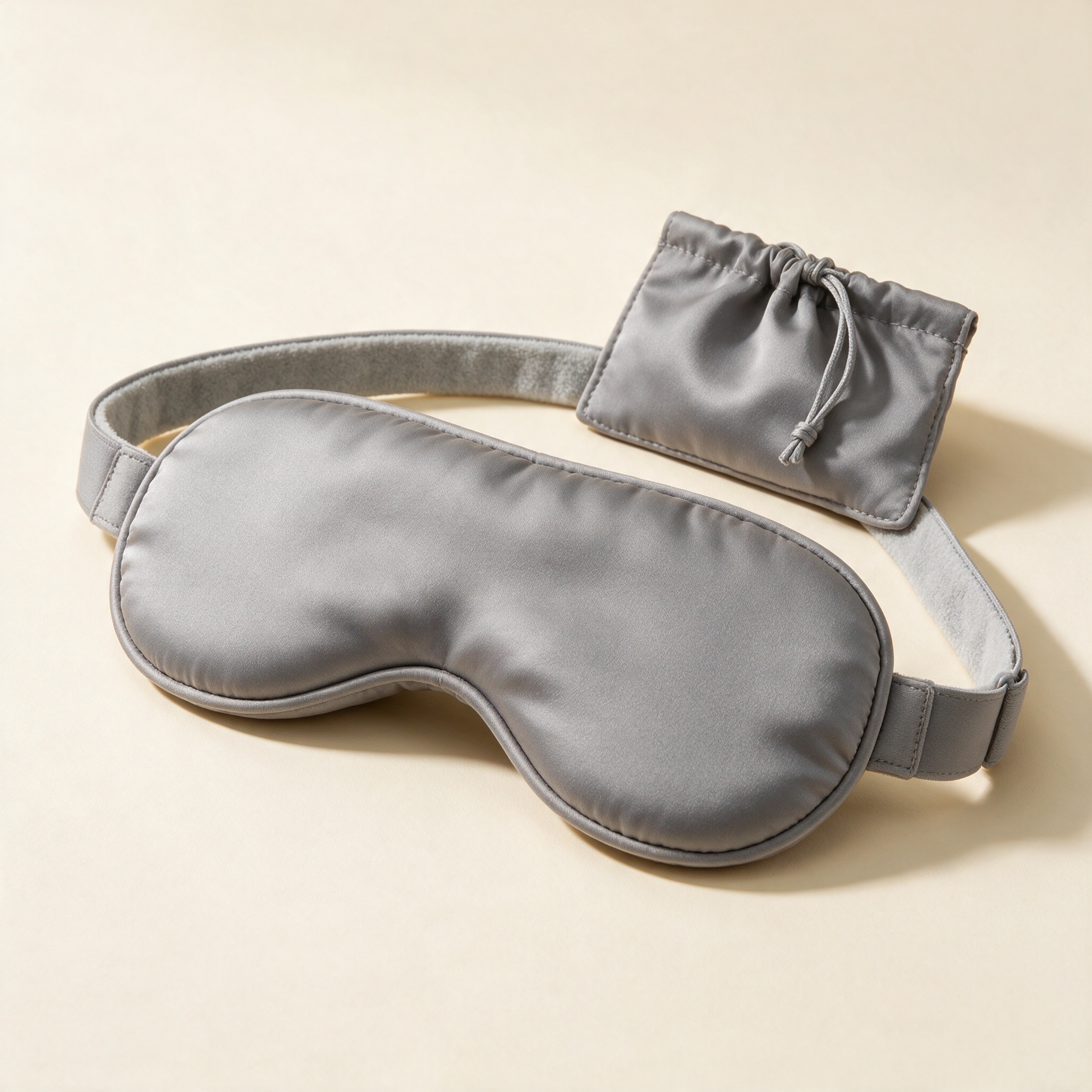 Grey weighted sleep eye mask with storage pouch
