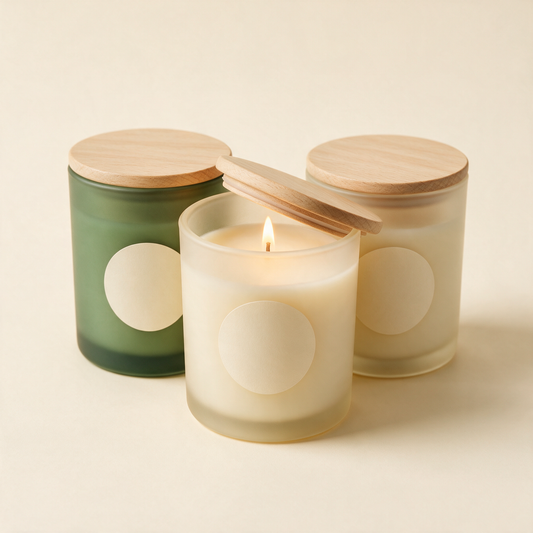 The Retreat scented soy candle gift set of three in cream and sage glass