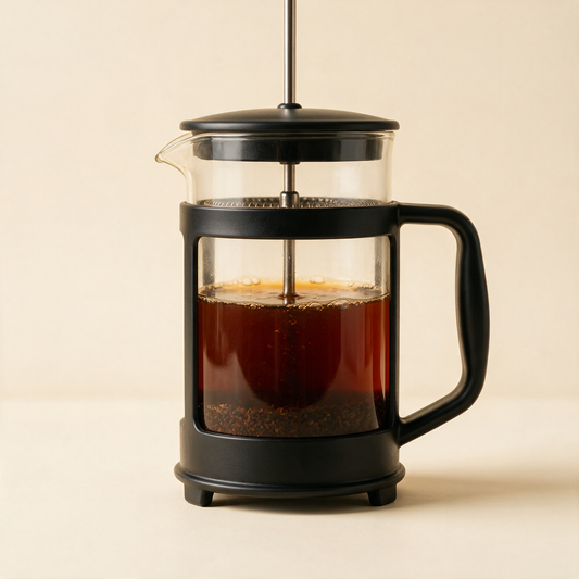 The Press French press cafetiere with glass carafe and black frame