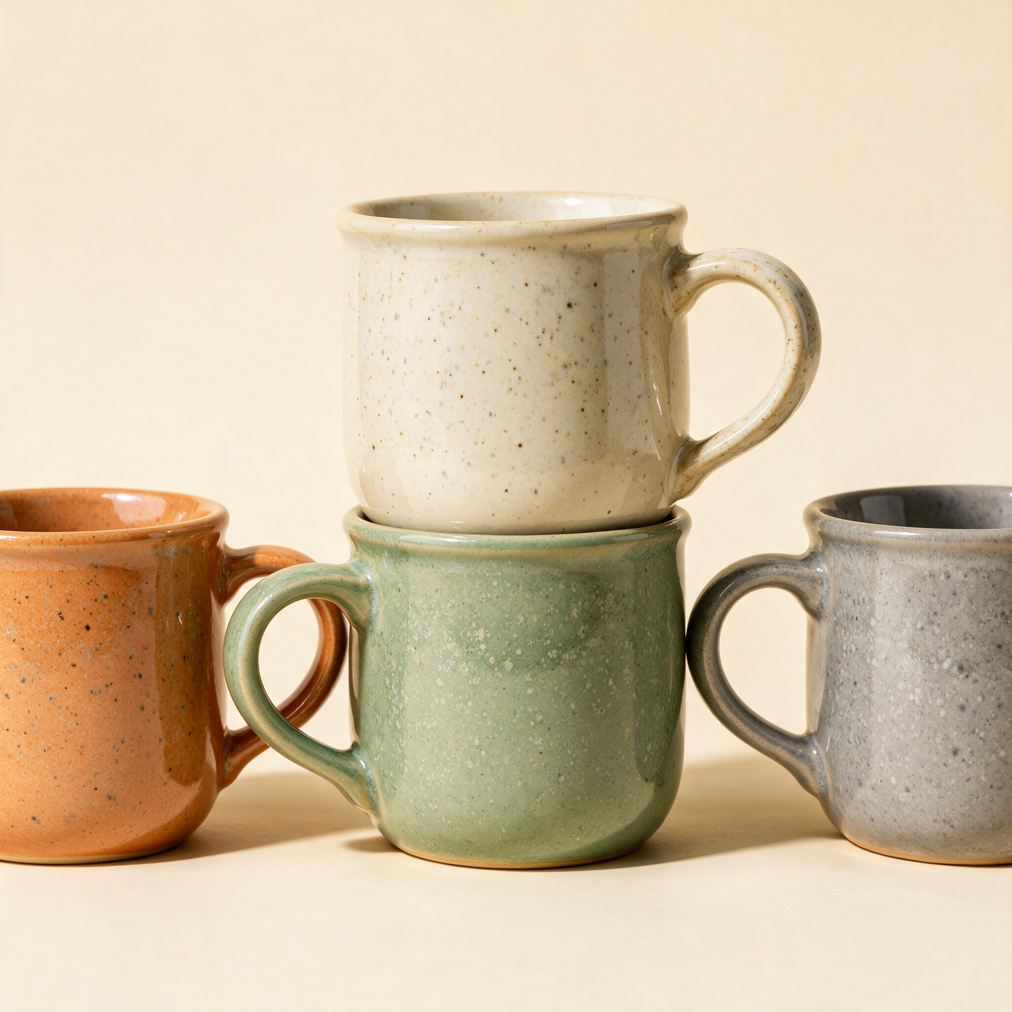 The Daily set of four stoneware mugs in muted earth tones
