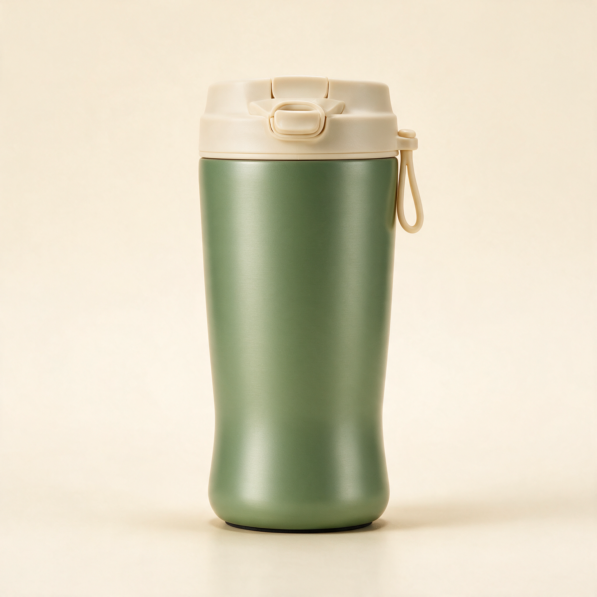 The Commuter insulated travel mug in sage green with cream lid