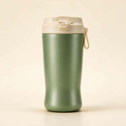 The Commuter insulated travel mug in sage green with cream lid