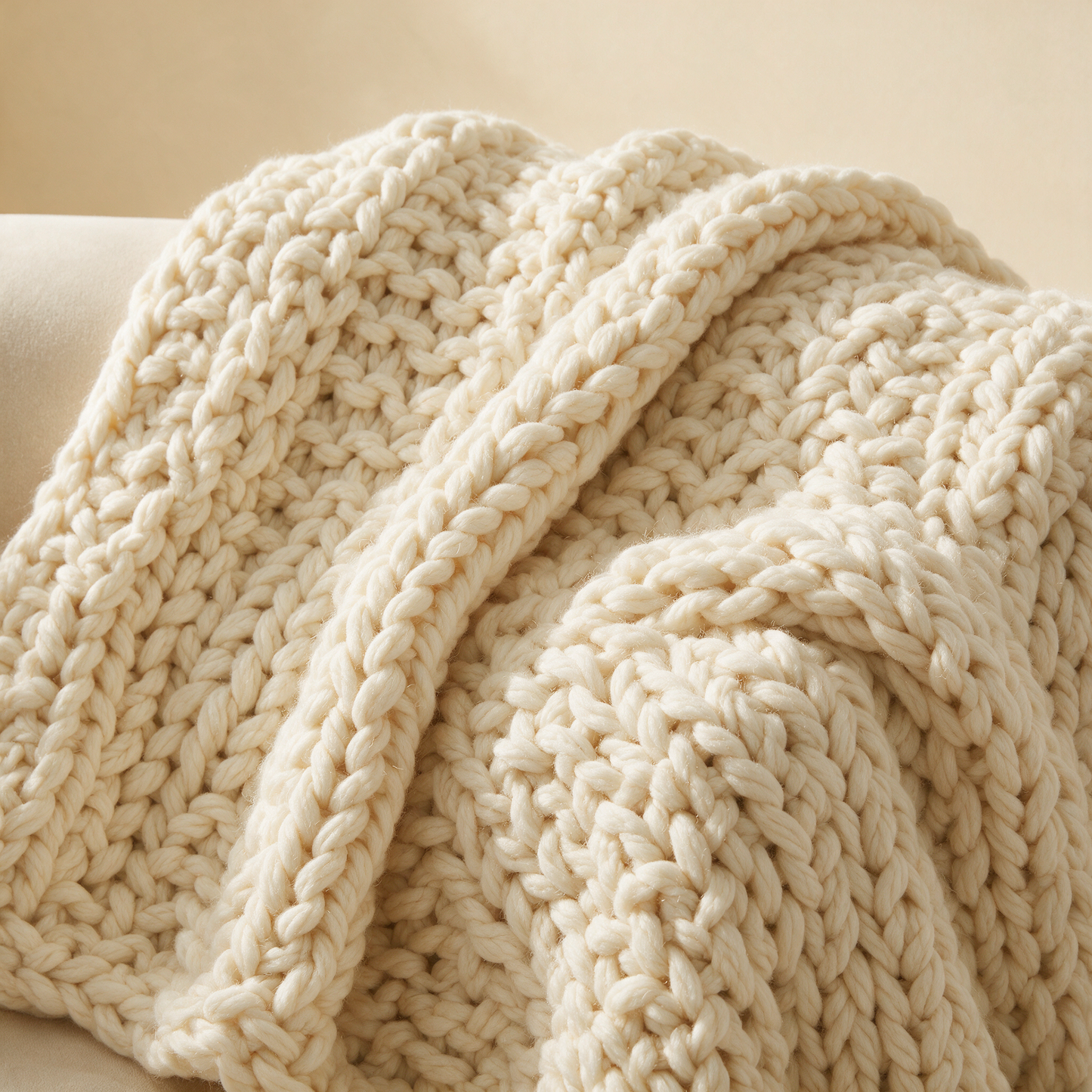 Close up of the CosyKnit throw chunky knit texture