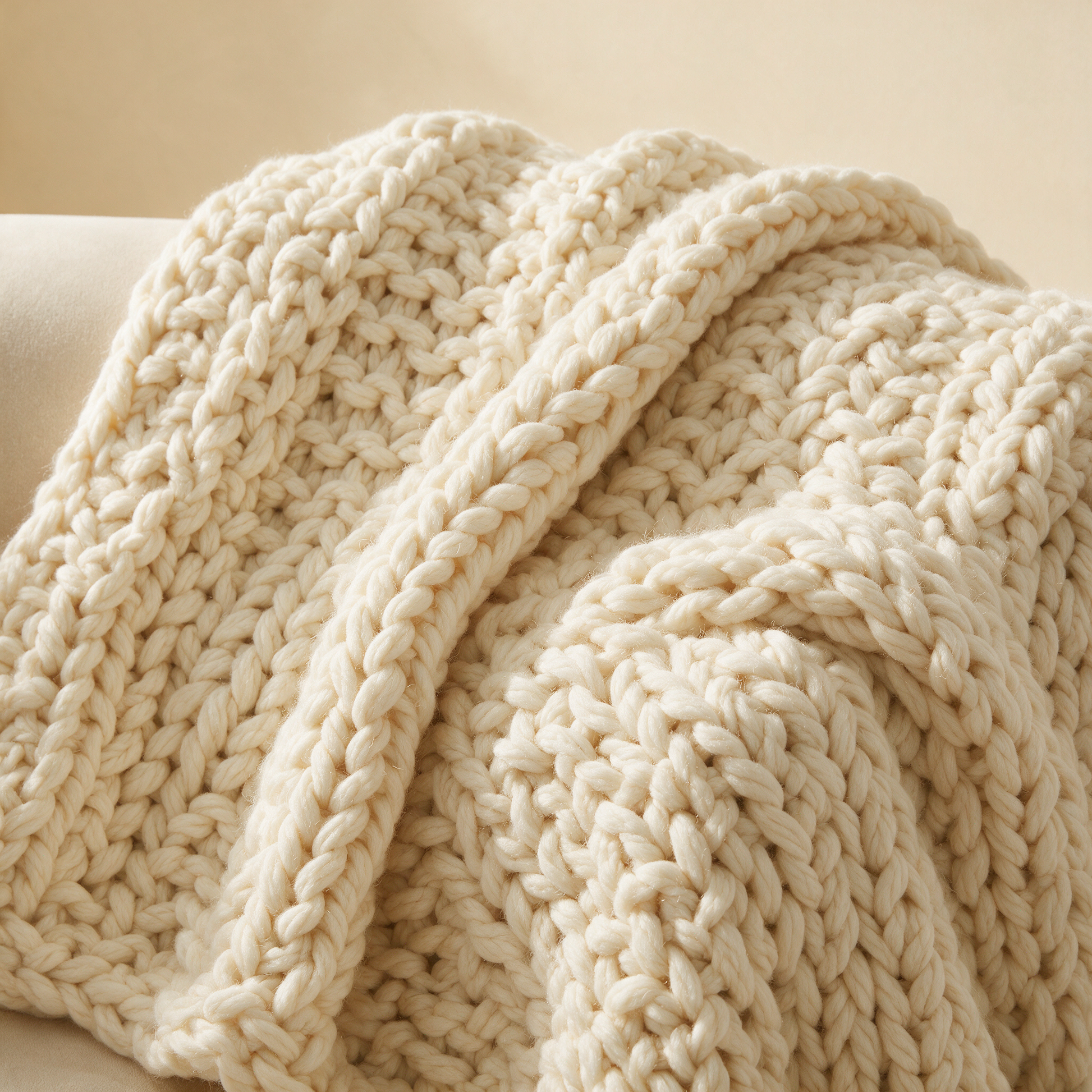 Close up of the CosyKnit throw chunky knit texture
