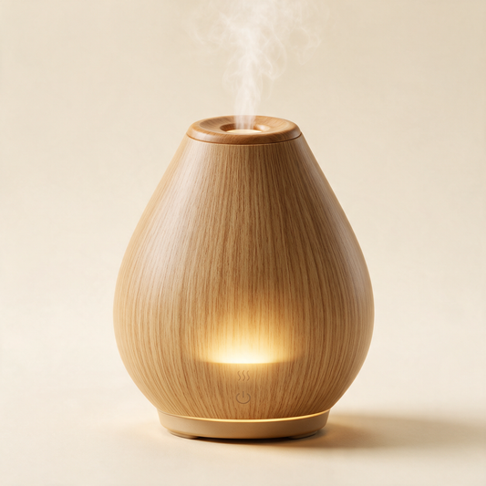 Close up of the AromaCloud wood grain texture and mist