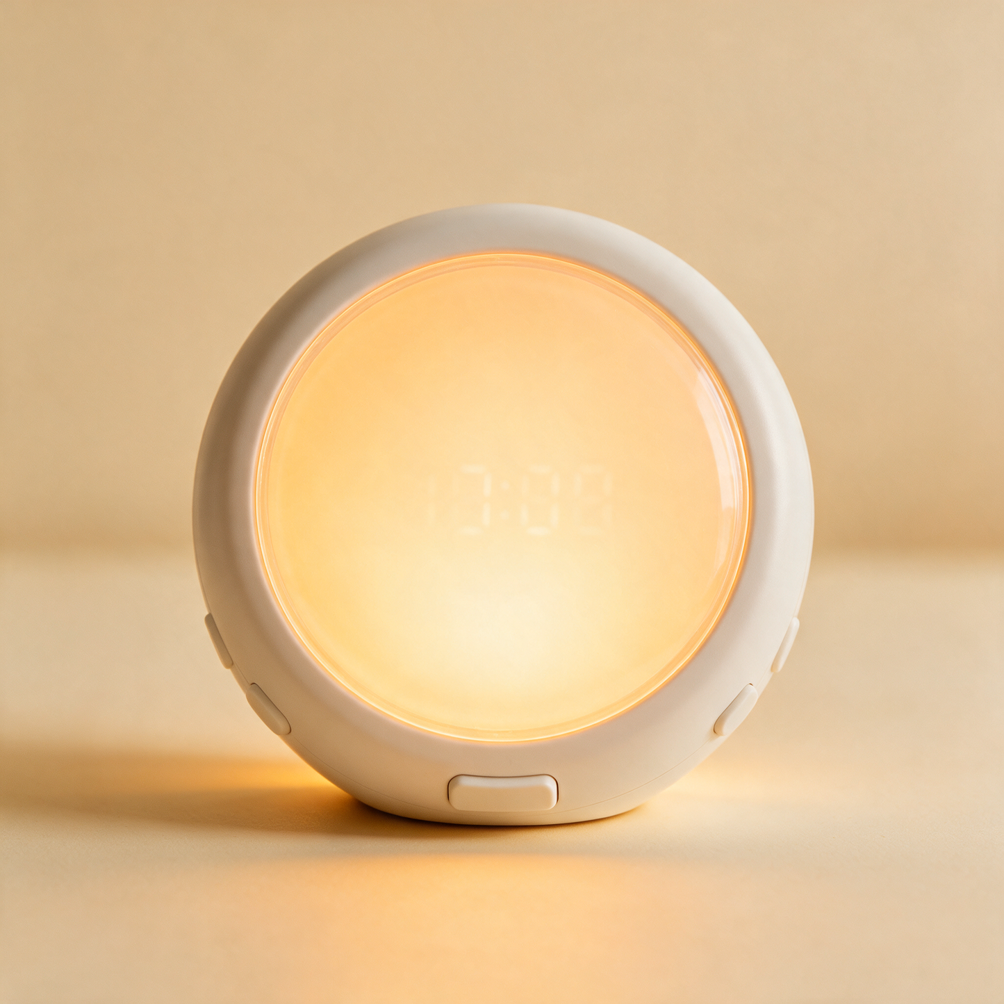 Close up of the DawnGlow sunrise clock amber face