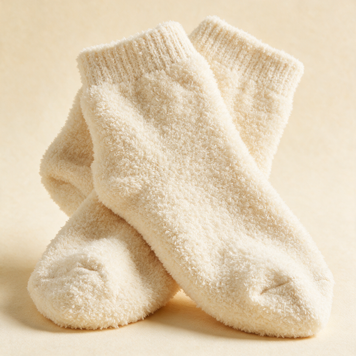 Close up of the ToastyToes fluffy sock texture