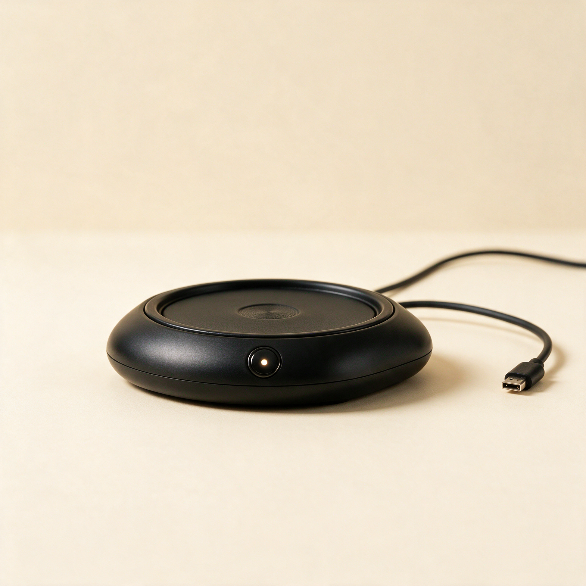 BrewMate mug warmer at an angle showing its slim profile
