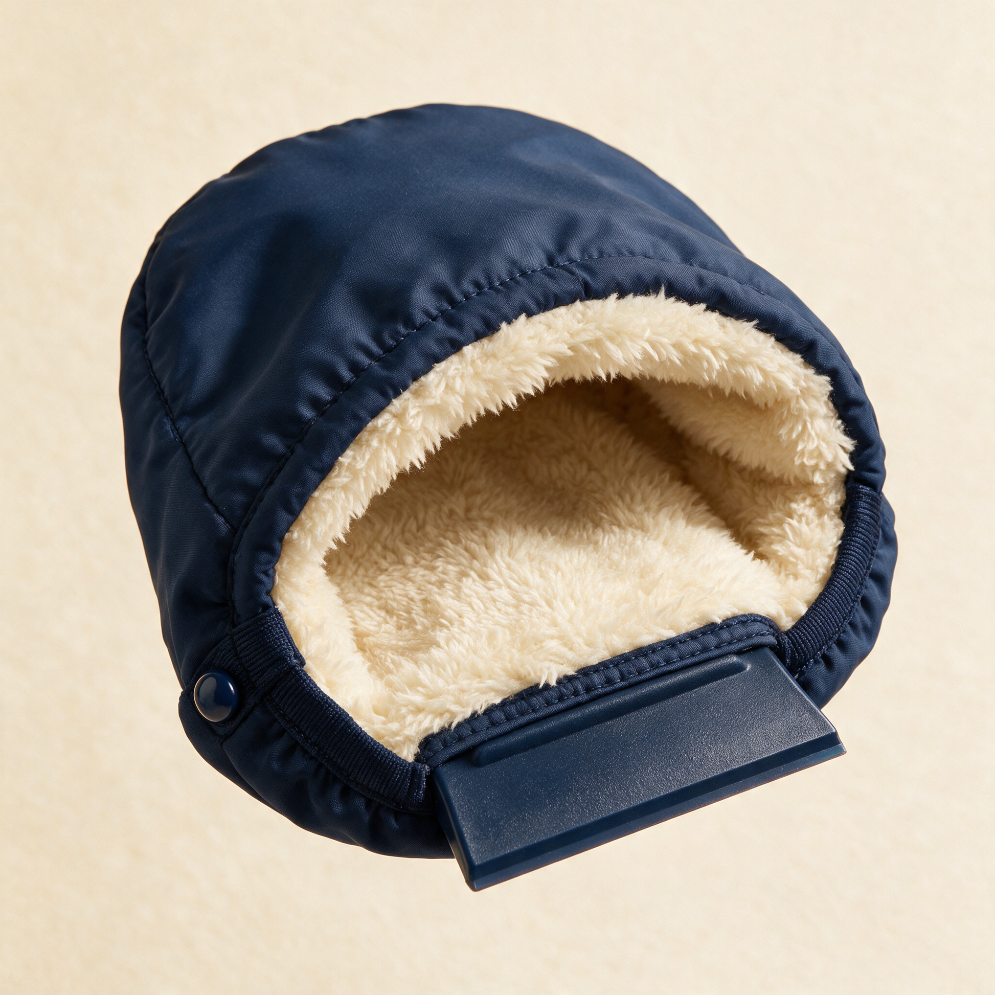 Close-up of the FrostMitt ice scraper blade and fleece lined mitt