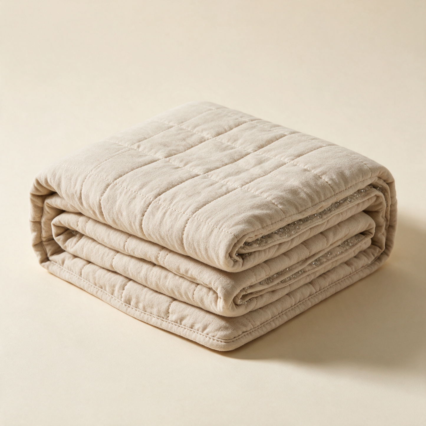 The Cocoon weighted blanket folded showing thickness and quilting