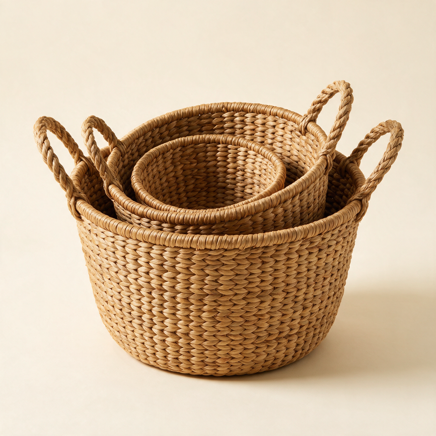 The Weave three baskets in graduating sizes at an angle
