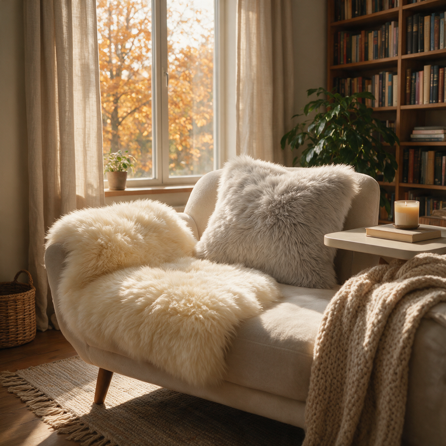 The Plush cushions styled in a cosy reading nook