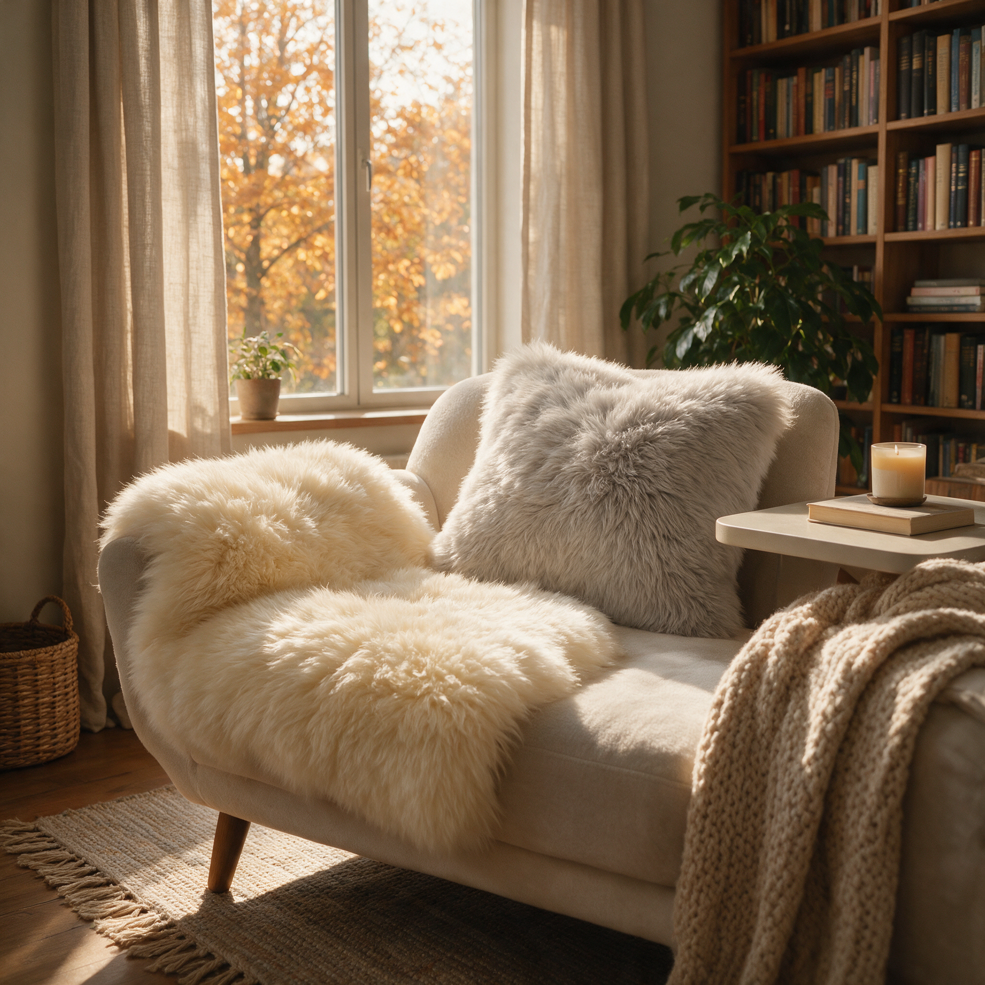 The Plush cushions styled in a cosy reading nook