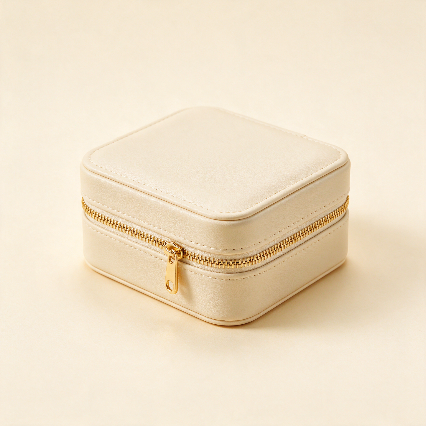 JewelNest case closed with gold zip at an angle