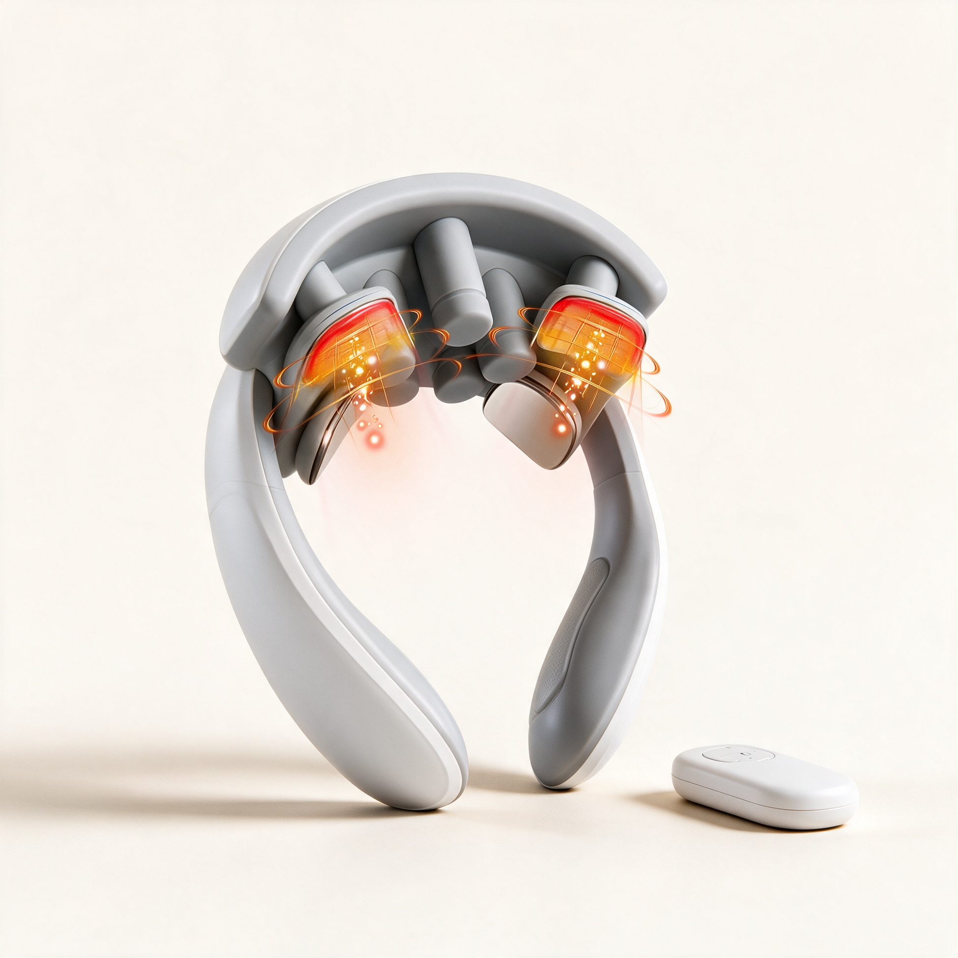 PulseEase neck massager upright with remote