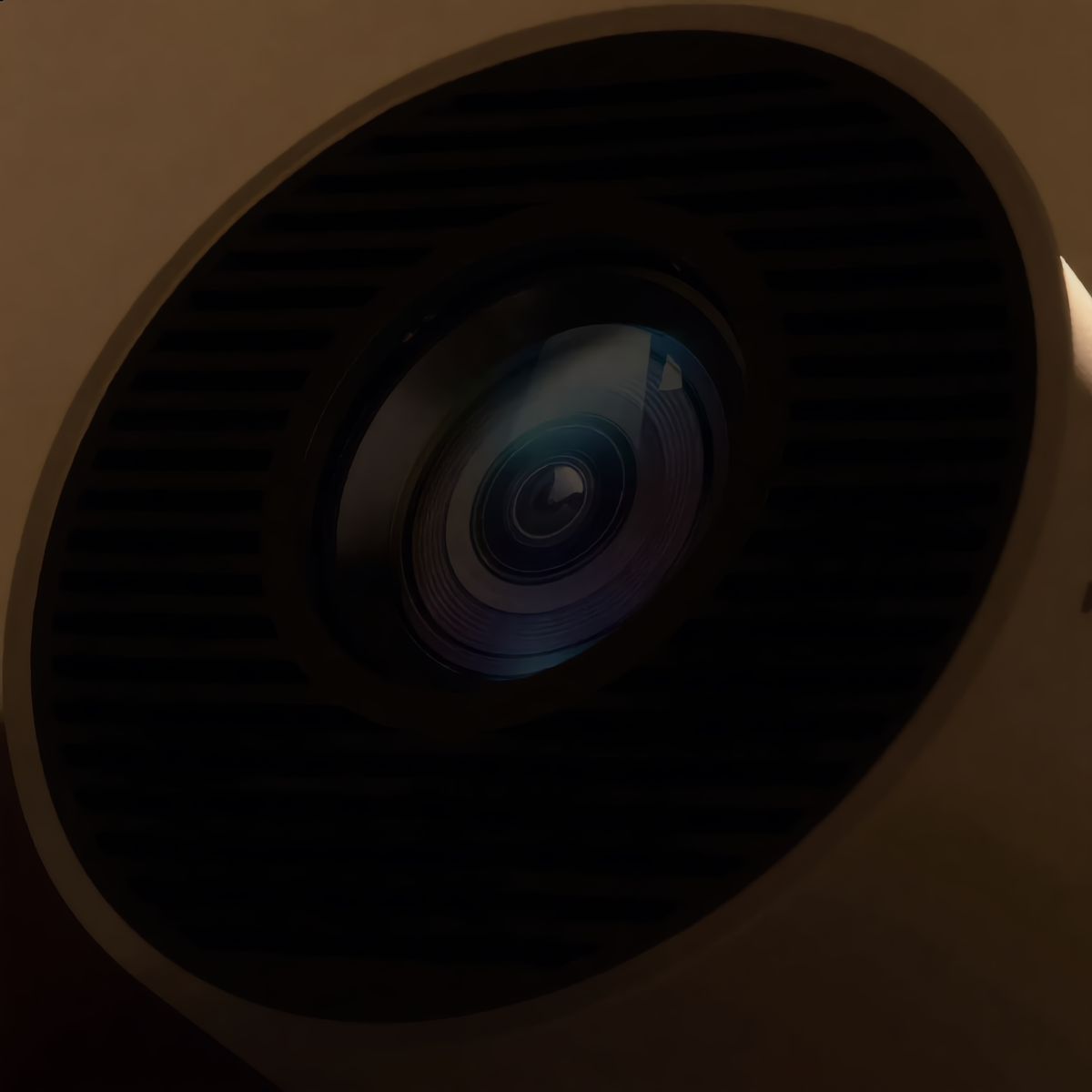 Close-up of the projector lens