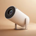 CineGlow white home cinema projector on its tilting stand