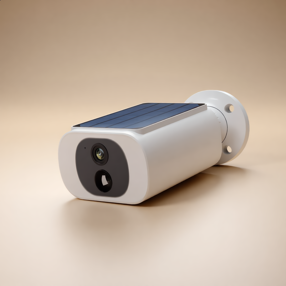 GuardSol white solar security camera with built-in solar panel