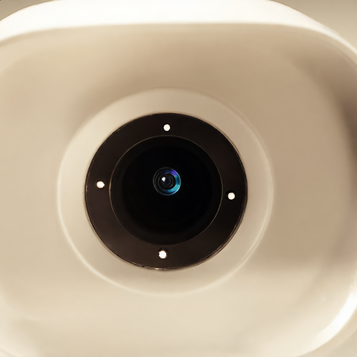 Close-up of the camera lens and infrared LEDs